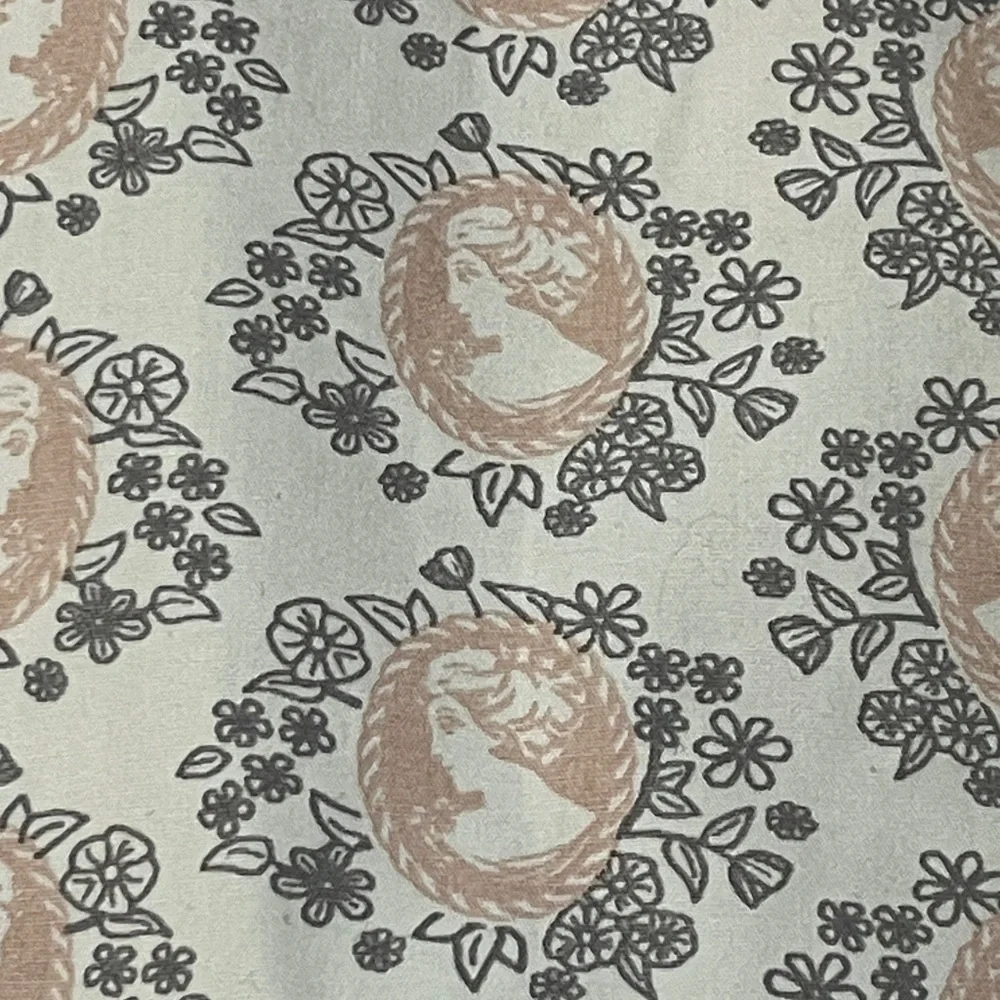 Go Gently Baby Girl’s 3T Ivory Dress w/ Pale Pink Cameo Print & Gray Trim Cotton